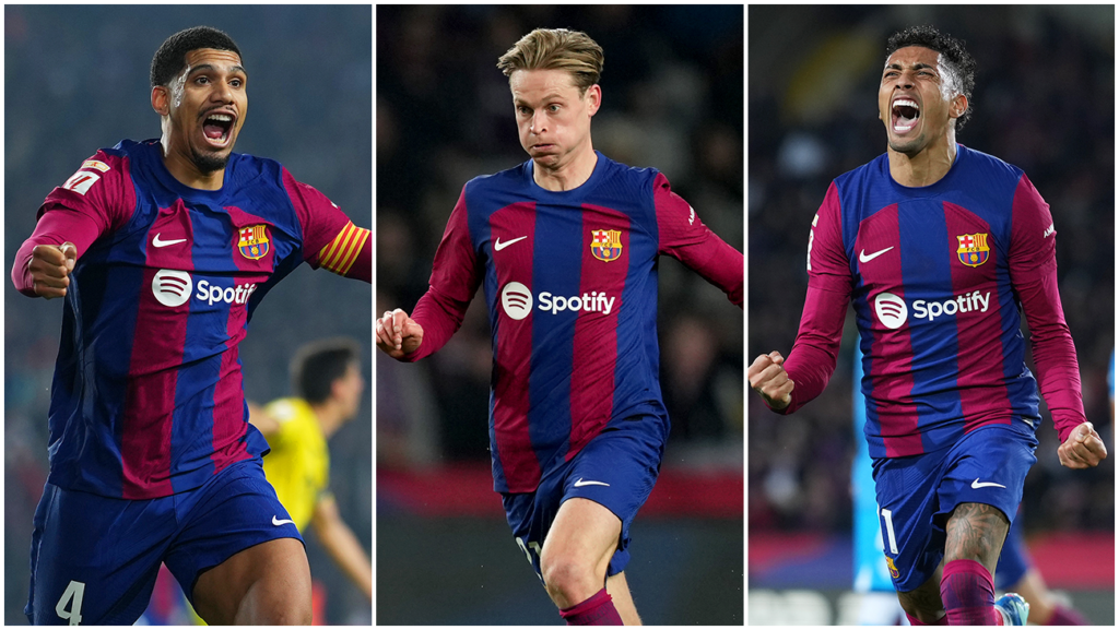 Raphinha, Araújo, De Jong… Varios culés estuvieron con sus familias en el césped tras el Barça-Rayo