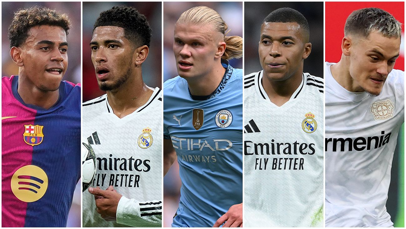 Lamine Yamal, Jude Bellingham, Erling Haaland, Kylian Mbappé y Florian Wirtz Lamine Yamal, Jude Bellingham, Erling Haaland, Kylian Mbappé y Florian Wirtz