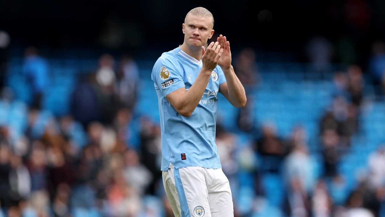 Erling Haaland en el duelo entre el Manchester City y el Luton Town en la Premier League