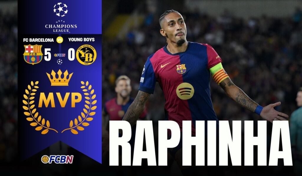 MVP RAPHINHA: gol y asistencia para liderar la ‘manita’ del Barça al Young Boys