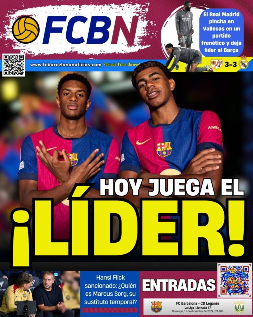 Portada de FCBN 15/12/2024: HOY JUEGA EL «LÍDER»