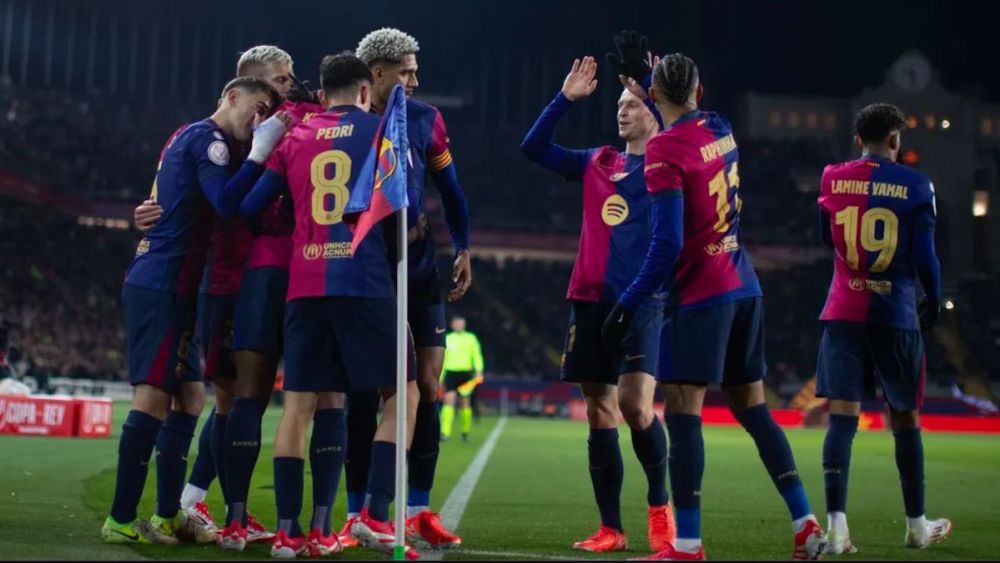 Jugadores del Barça celebtando un gol Jugadores del Barça celebtando un gol