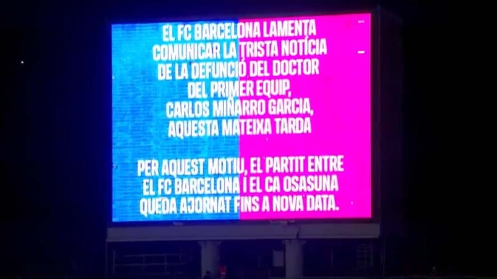 LaLiga y sus clubes envían sus condolencias al Barça por la muerte del Dr. Miñarro Garcia