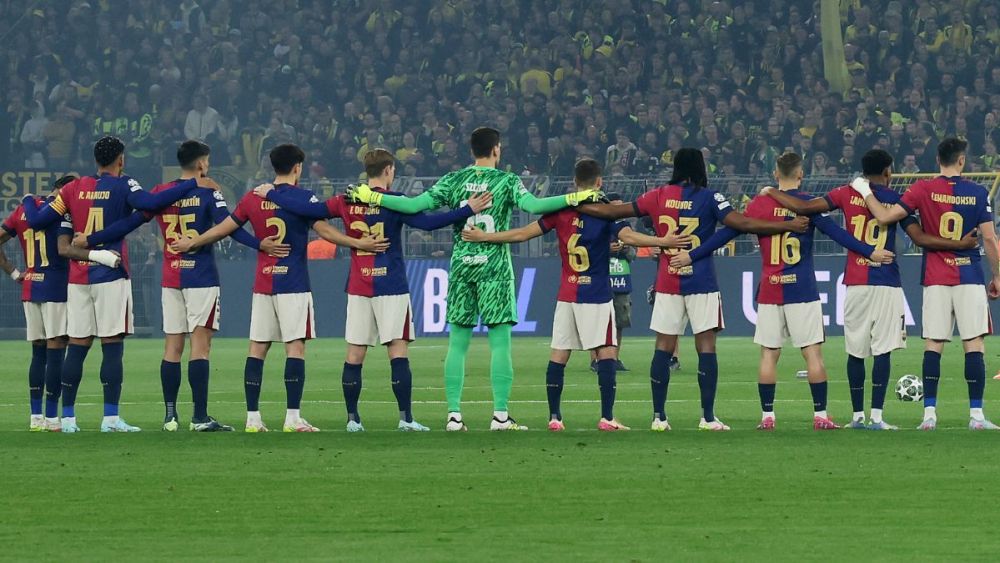 Jugadores del FC Barcelona en el duelo ante el Borussia Dortmund en la UEFA Champions League 2024-25