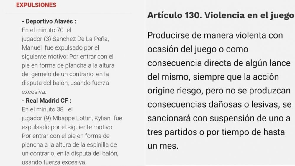 acta arbitro expulsion mbappe alaves vs real madrid