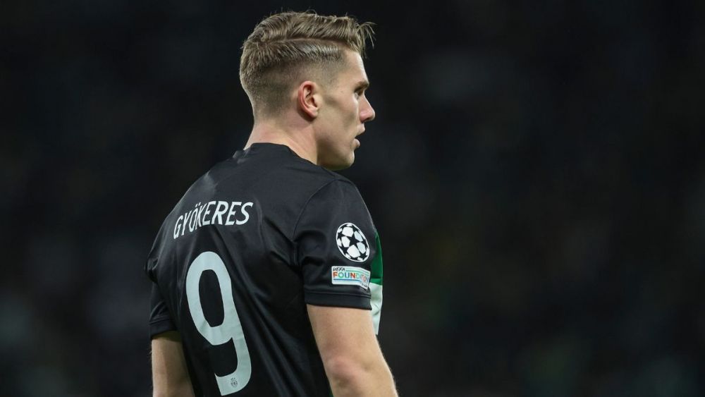 Viktor Gyökeres, delantero del Sporting CP en un partido ante el Dortmund en la Champions League