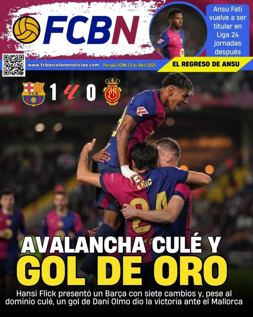 Portada FCBN 23/04/2025: AVALANCHA CULÉ Y GOL DE ORO