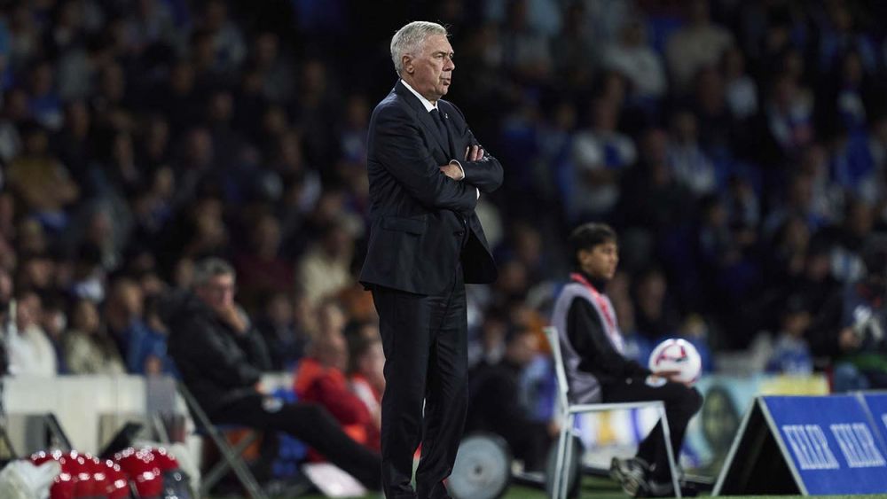Carlo Ancelotti durante un partido del Real Madrid