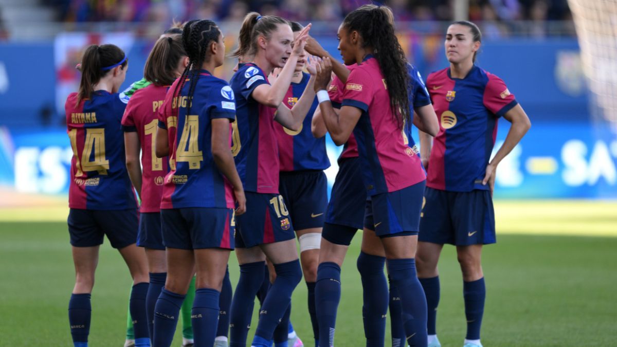 Jugadoras del Barça Femení en la semifinal de la Champions League ante el Chelsea