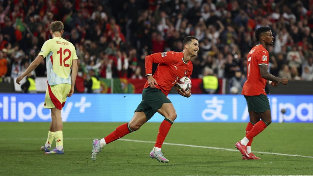 Cristiano Ronaldo, festejando el gol del empate con Portugal 