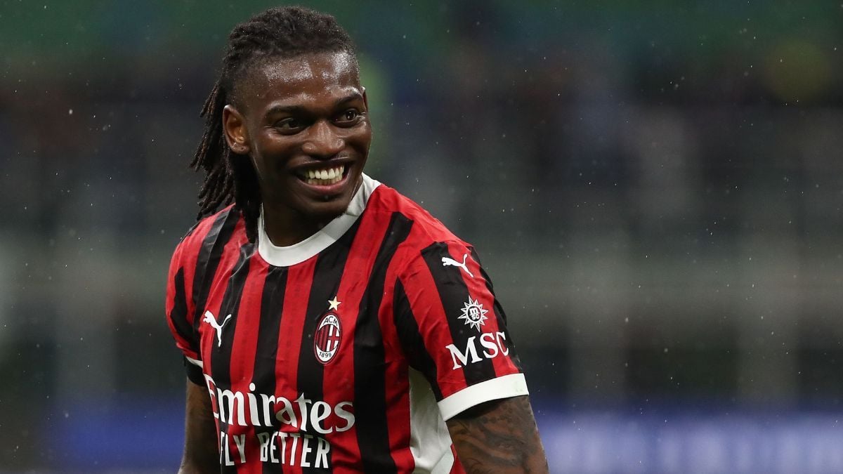 Rafael Leão en el duelo entre el AC Milan y el Inter en la Coppa Italia
