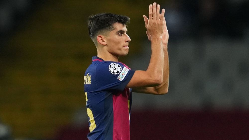 Gerard Martín en el duelo entre el FC Barcelona y el Stade Brestois en la UEFA Champions League 2024 25