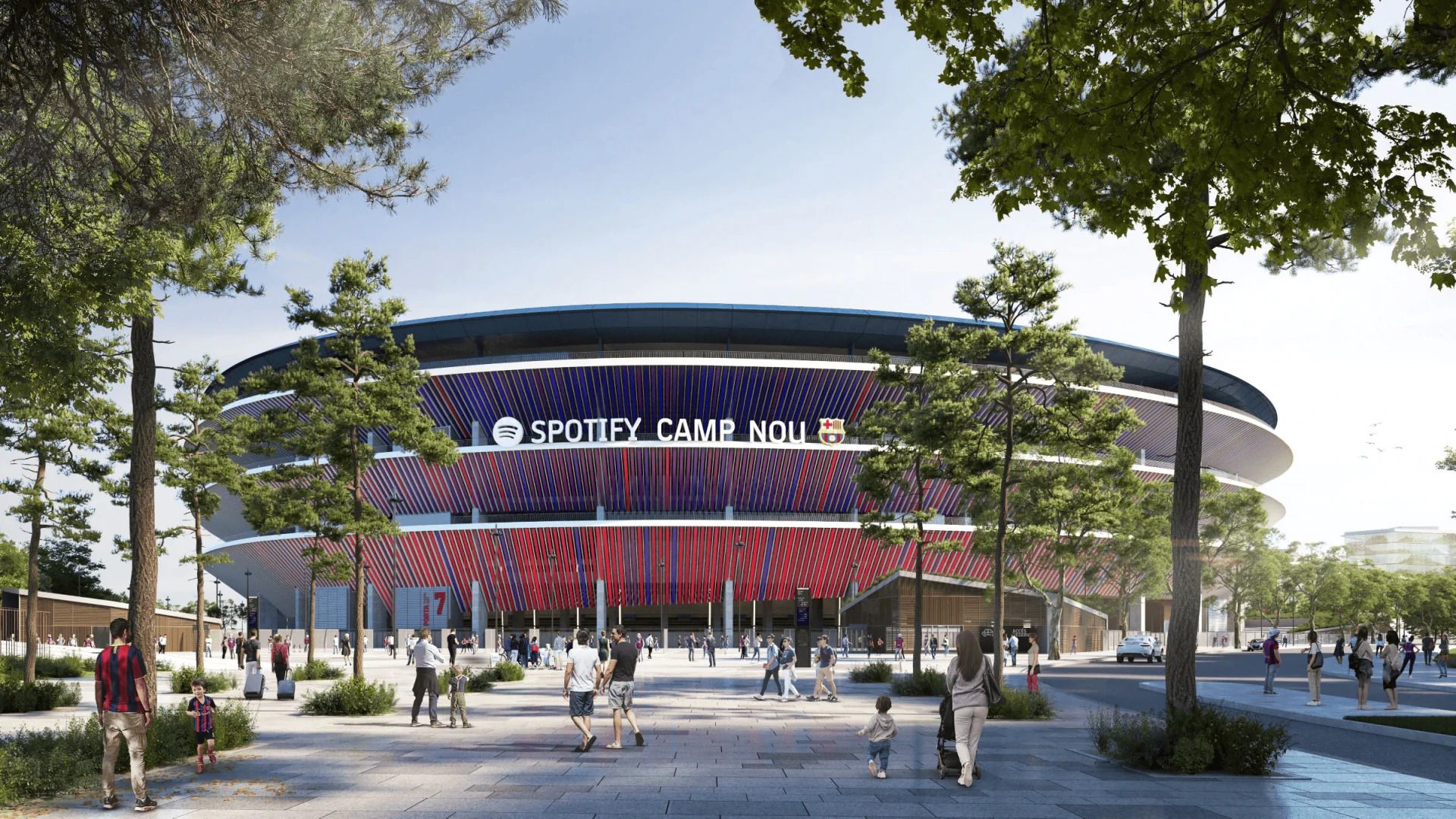 Spotify Camp Nou: Los casi 105.000 aficionados y aficionadas estarán a cubierto. 02 El Estadio y su entorno estará abierto e integrado en el barrio y en la ciudad. 03 Se mantiene el carácter abierto y mediterráneo en su diseño. 04 Transformará el patrimonio del Club en una experiencia 100% Barça. 05 Doble anilla VIP entre la segunda y la tercera grada. 06 Tecnología de última generación. 07 La sostenibilidad en el ADN del Spotify Camp Nou. Spotify Camp Nou: Los casi 105.000 aficionados y aficionadas estarán a cubierto. 02 El Estadio y su entorno estará abierto e integrado en el barrio y en la ciudad. 03 Se mantiene el carácter abierto y mediterráneo en su diseño. 04 Transformará el patrimonio del Club en una experiencia 100% Barça. 05 Doble anilla VIP entre la segunda y la tercera grada. 06 Tecnología de última generación. 07 La sostenibilidad en el ADN del Spotify Camp Nou.