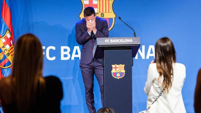 Lionel Messi en su despedida del FC Barcelona