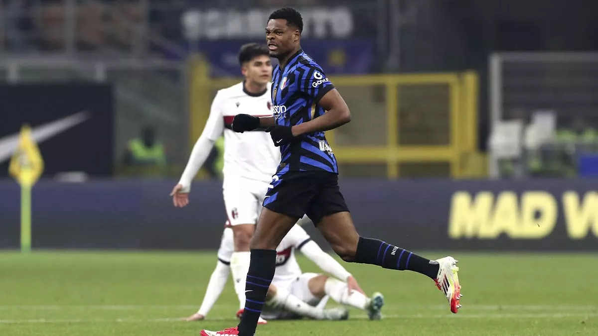 Denzel Dumfries, en un partido con el Inter de Milan