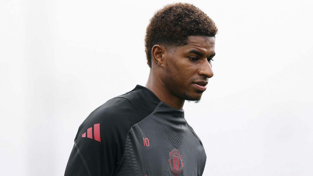 Marcus Rashford, en un entrenamiento con el Manchester United