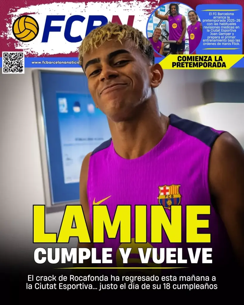 Portada FCBN 13/07/2025: LAMINE CUMPLE Y VUELVE