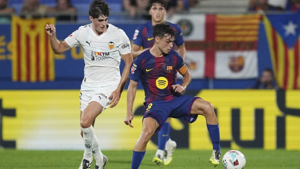 Pedri durante el Barça-Valencia (6-0)