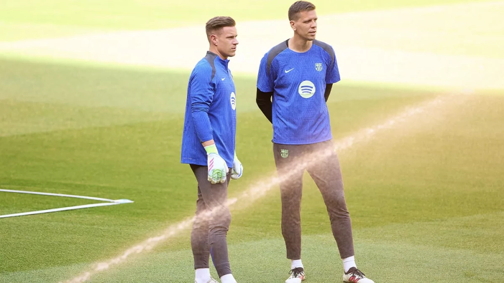 Ter Stegen y Szczesny en un entrenamiento en la Ciutat Esportiva