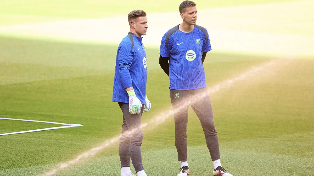 Ter Stegen y Szczesny en un entrenamiento en la Ciutat Esportiva