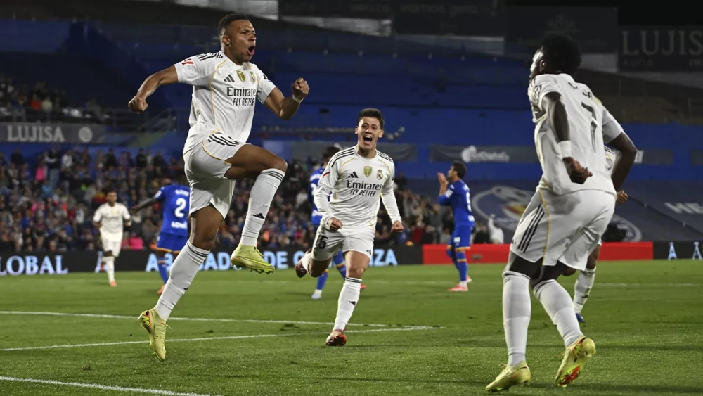 Kylian Mbappé celebrando su gol ante Getafe (0-1)