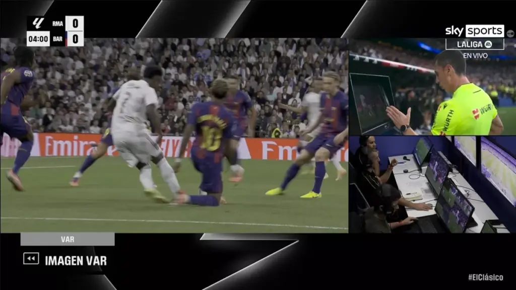 ¡Milagro en el Bernabéu! El VAR salva al Barça de un penalti inventado de Lamine sobre Vinicius