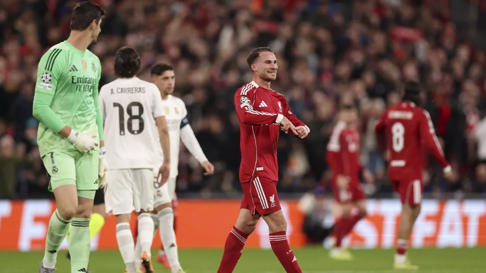 Alexis Mac Allister festejando su gol ante el Real Madrid