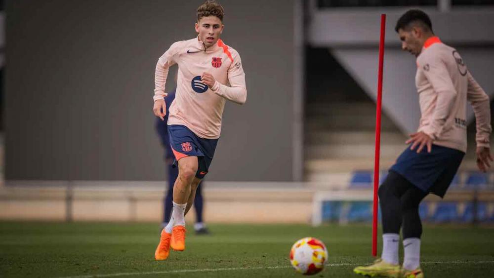 Fermín López en el entrenamiento previo al Barça-Guadalajara de Copa