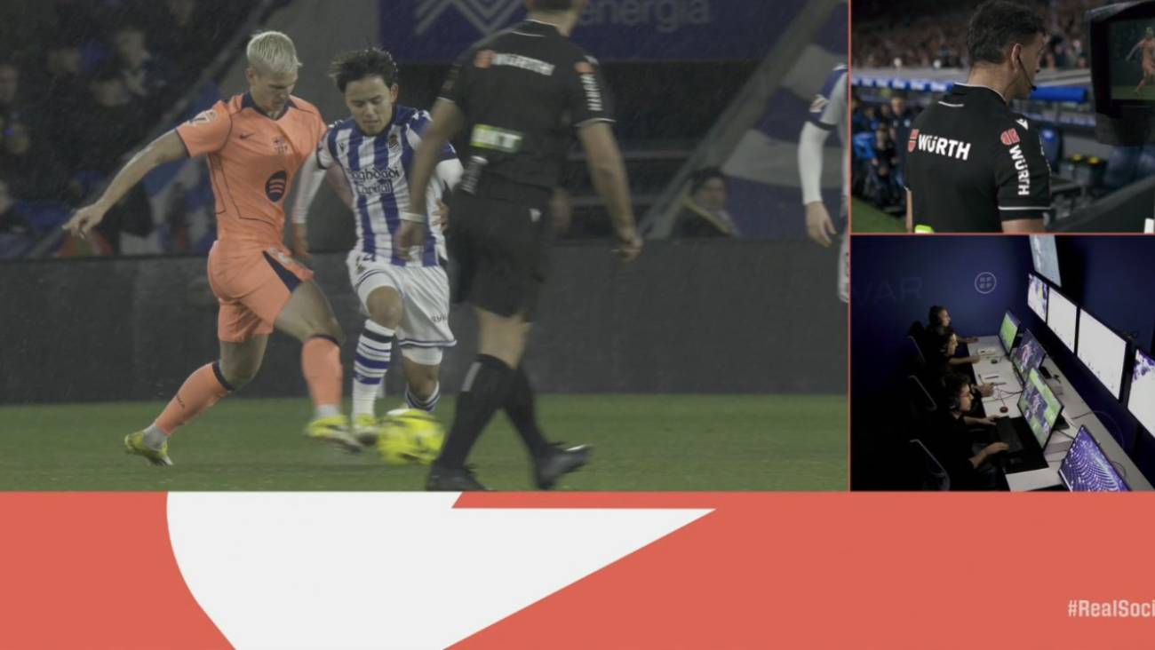 ¡Polémica en Anoeta! Gol anulado a Fermín por una falta previa de Dani Olmo