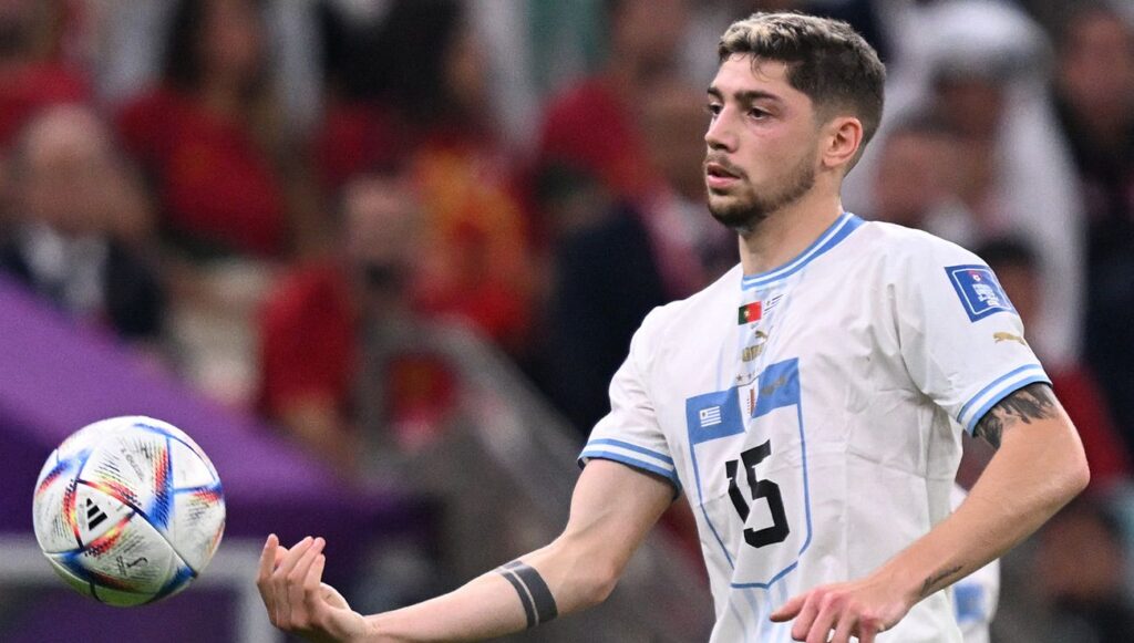 Fede Valverde con Uruguay en la Copa del Mundo