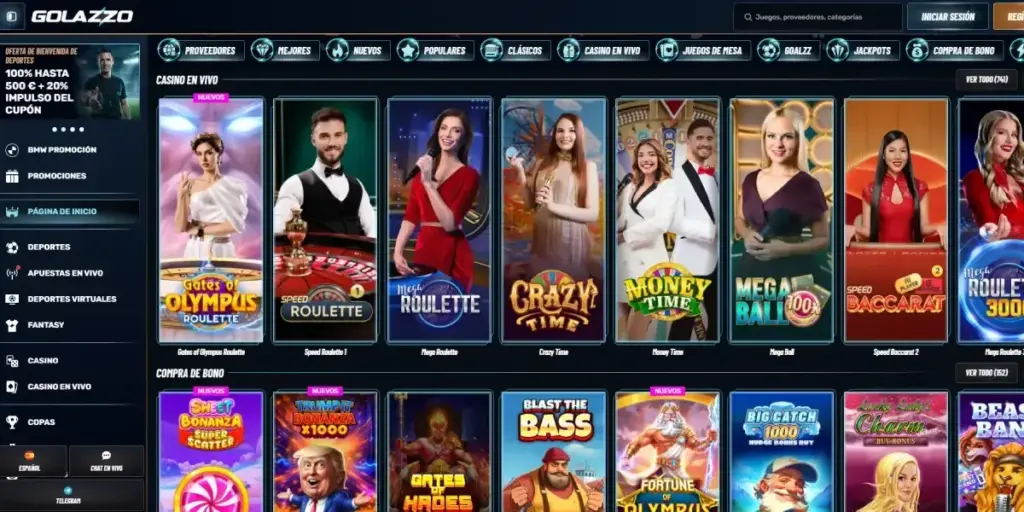 Golazzo - Casino en vivo de primer nivel con herramientas avanzadas