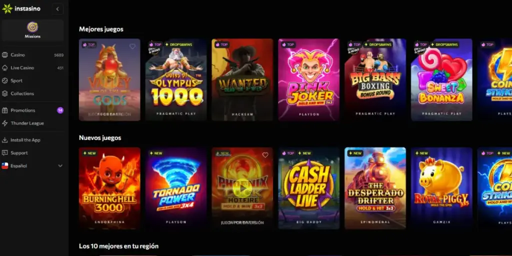 Instasino - Carga ágil sin tiempos de espera