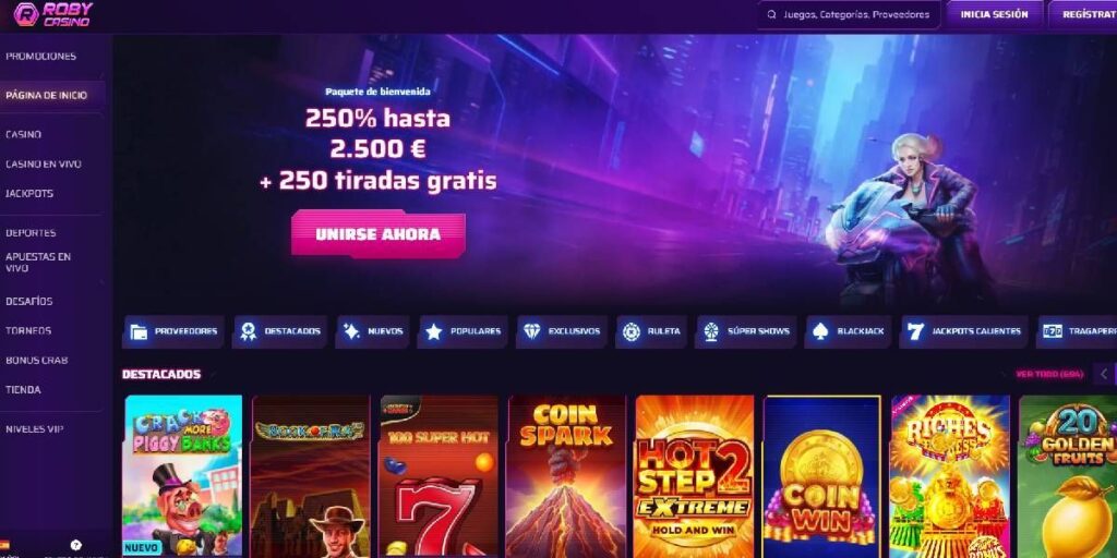 2. Roby Casino – Diseño moderno, torneos diarios y diversión sin pausa