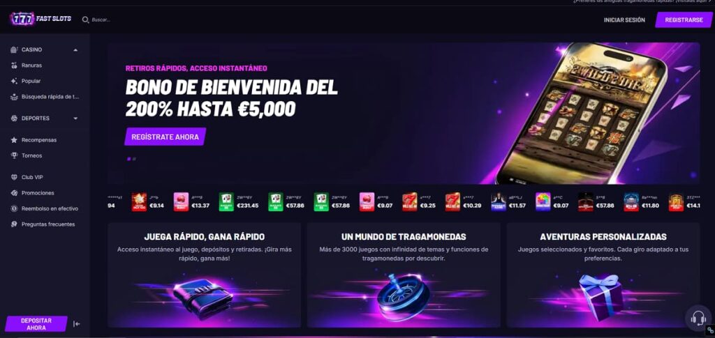FastSlots - Casino sin Licencia DGOJ con Sportsbook y 100+ Mesas en Vivo