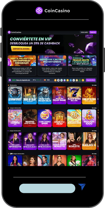 CoinCasino vista móvil