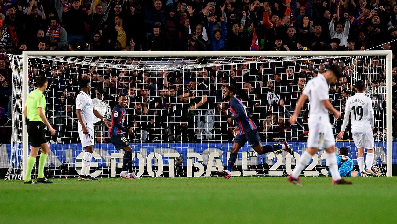 Kessié celebra el 2-1 ante el Madrid