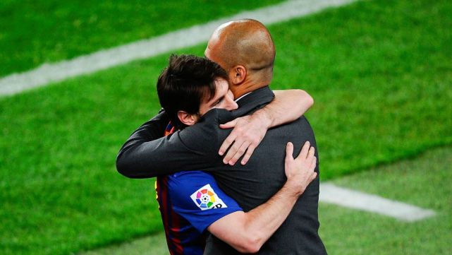 Lionel Messi and Pep Guardiola during their time at Barça