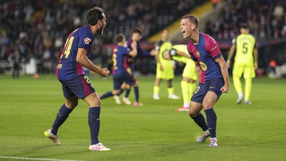 Dani Olmo, celebrating his goal against Mallorca
