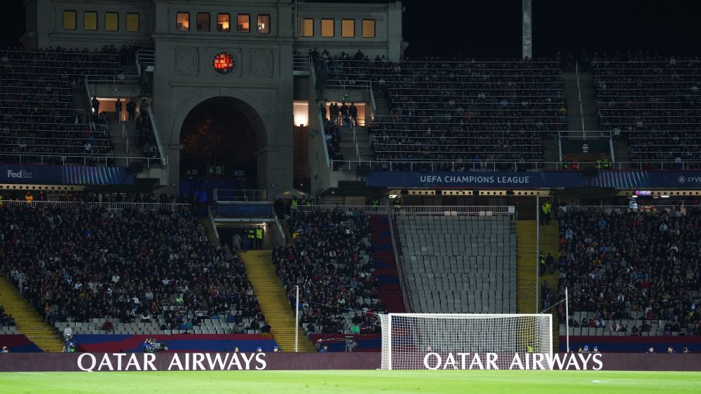 The stands of Montjuïc during the Barça-Brest match