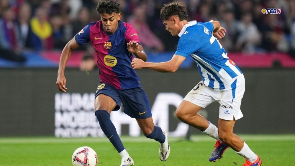 Lamine Yamal during the Barça-Espanyol