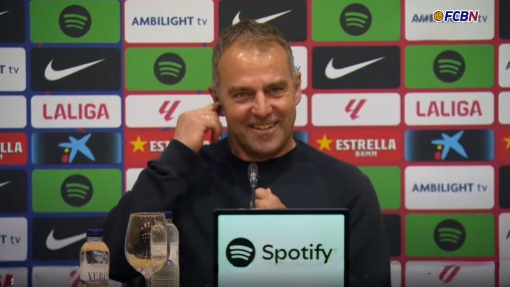 Hansi Flick en la rueda de prensa posterior al partido entre el Barcelona y el RCD Mallorca en LaLiga EA Sports