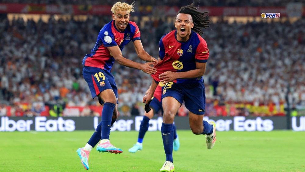 Kounde and Lamine Yamal celebrate a goal in the 2025 Cup Kounde and Lamine Yamal celebrate a goal in the 2025 Cup