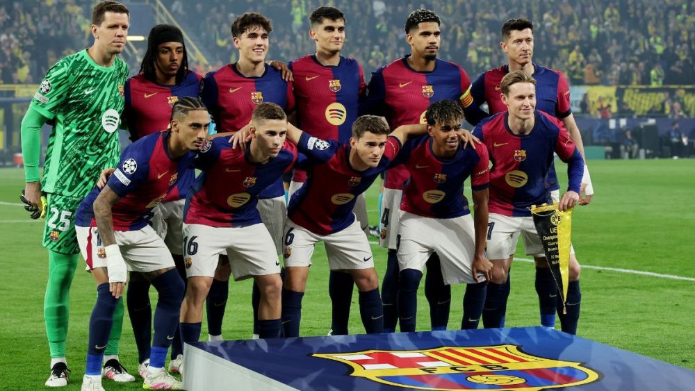 Jugadores del FC Barcelona en un partido de Champions League previo a las semifinales del torneo