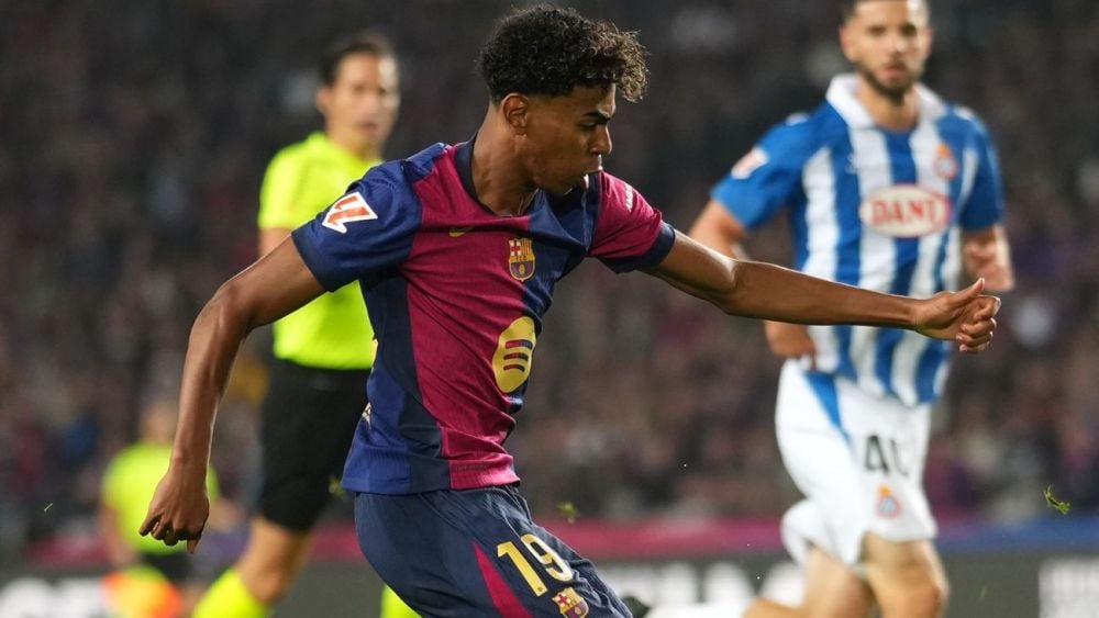 Lamine Yamal in the match between FC Barcelona and RCD Espanyol in LaLiga EA Sports 2024-25