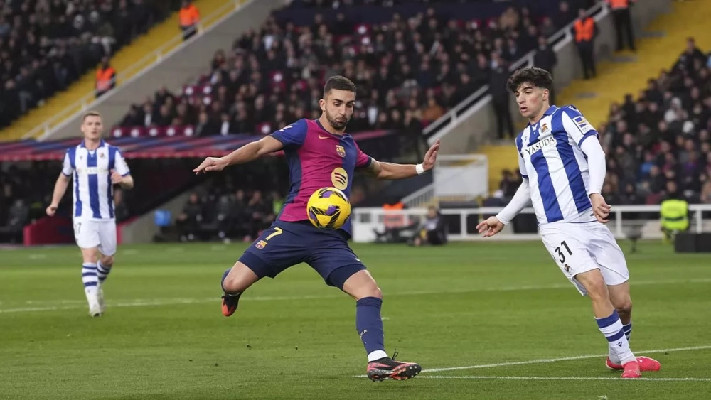Ferran Torres en un partido contra la Real Sociedad