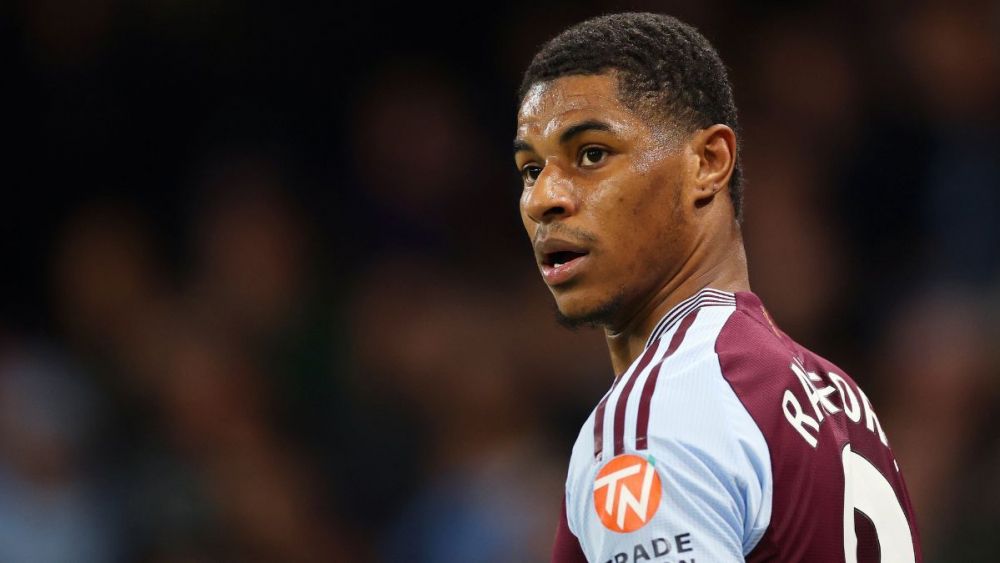 Marcus Rashford in the match between Aston Villa and Manchester City in the Premier League