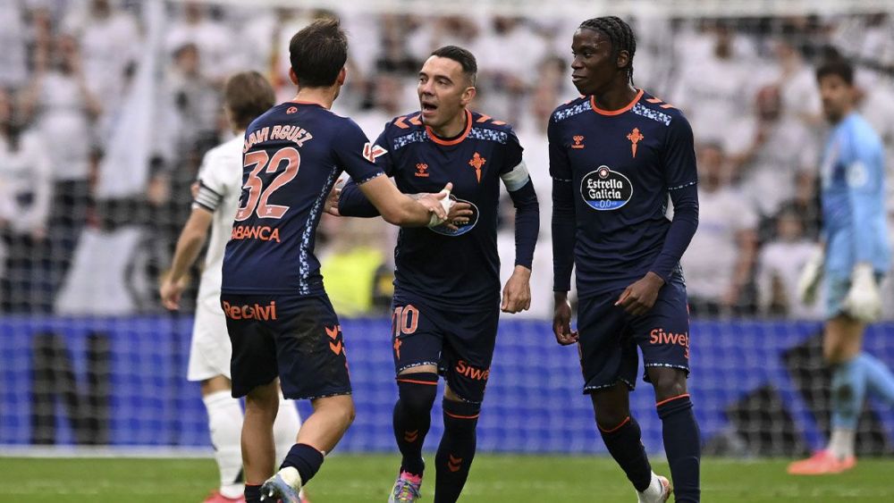 Iago Aspas, celebrating one of Celta's goals against Real Madrid (3-2)