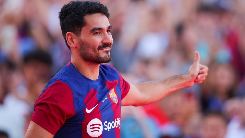 İlkay Gündogan being presented as an FC Barcelona player at the 2024 Joan Gamper Trophy