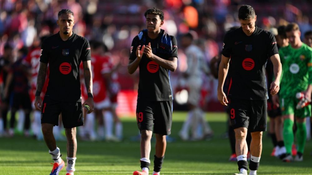 Raphinha, Lamine Yamal y Robert Lewandowski, la 'LRL', en el duelo ante el Girona FC en LaLiga EA Sports 2024-25