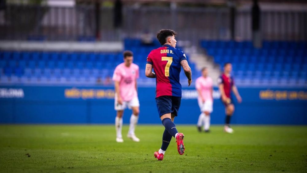 Dani Rodríguez in a match with Barça Atlètic